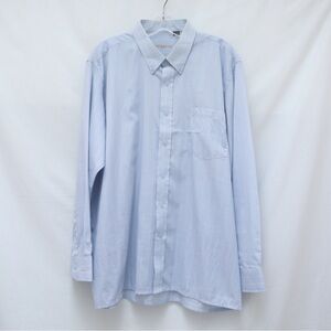Vaterloo men's striped shirt 18/ 45 business office blue career formal XXL